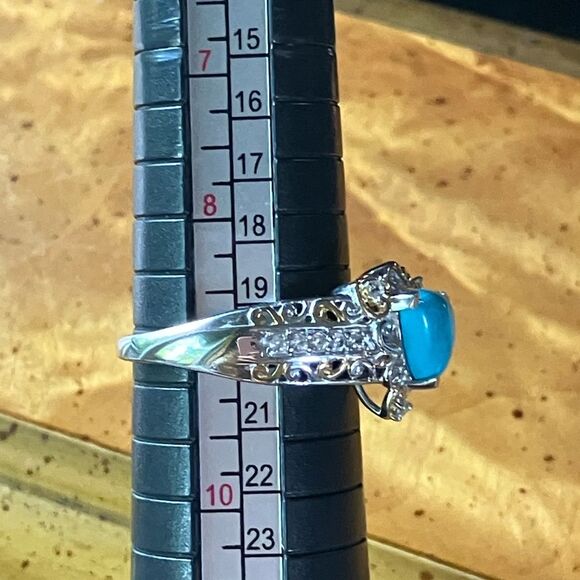 Sleeping Beauty Turquoise Sterling Silver Victorian Style Ring Size 9 - Picture 8 of 9